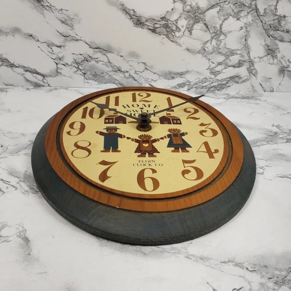 Elgin Clock Solid Wood Home Sweet Home Vintage - Picture 2 of 8